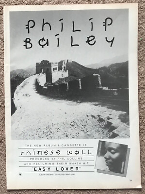 PHILIP BAILEY - CHINESE WALL 1985 Full page UK magazine ad