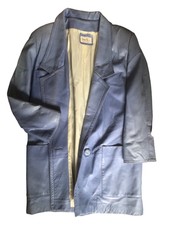 Vtg George Kiss By Maryse Roye Blue Leather Jacket.