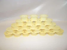 Lot of 25 Empty 2 3/4" Beige Spools Hard Plastic Wire Bobbins Craft Thread Sew
