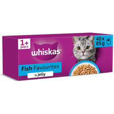 Whiskas 1+ Fish Selection in Jelly 40 x 85 g Pouches, Adult Cat Food 4.11 per kilo