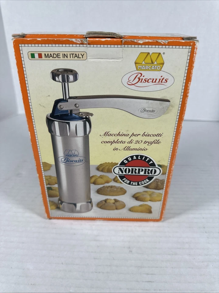 Vintage Marcato Atlas Biscuits Metal Cookie Press Made in Italy Complete Set - Image 4 of 4