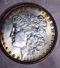 1898 Morgan Silver Dollar, Toning, Die Crack Reverse