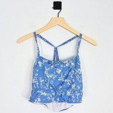 Womens PrAna Blue Printed Salix Sports Bra - Size Medium Strappy Longline Cross