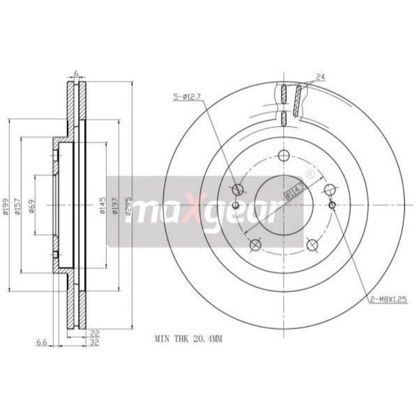 Maxgear 2X Bremsscheibe Vorne Ø285 Mm InnenbelüFtet FüR Mitsubishi Pajero Pinin-image