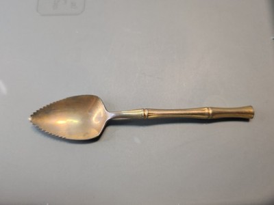 Vintage Bamboo Style Handle Grapefruit SpoonGold Tone Stainless Japan - 6 