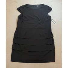 Tahari Arthur S Levine Black Tiered Sheath Dress Plus Size 22W Sleeveless.