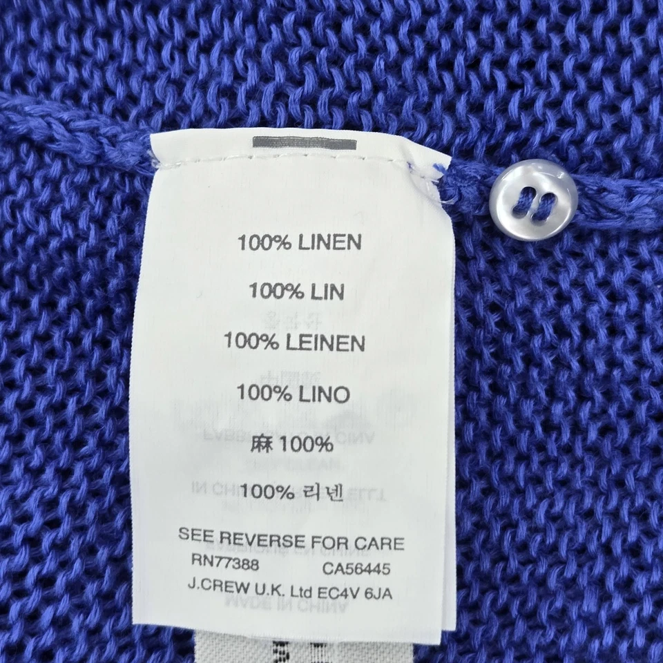 Suéter J.crew Mujer L Azul Lino Manga Larga Tejido Cuello en V Pullover Foto 3 de 4
