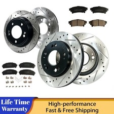 Front Rear Drilled Disc Brake Rotors Brake Pads For 2015-2019 Toyota Highlander