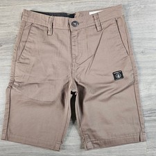 Volcom Kids Big Boys Frckn Drifter 18 Modern Fit Chino Shorts Size 27 12 Brown