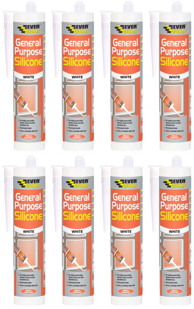 2x Everbuild General Purpose Silicone Sealant Waterproof Mould Bath Sink - White - Image 16