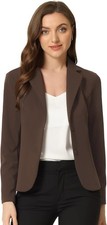 Women's Work Office Blazer Stretch Lapel Collar Long Sleeve Jacket Suit, Size Sm