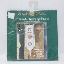 Mill Hill Treasured  Beaded Bookmarks Fanciful Heart Stitched Glass Beads