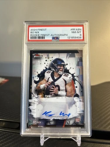 2024 Topps Finest Bo Nix Rookie Auto #RFA-BN RC PSA 8 Denver Broncos KK3