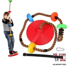 for Kids - Heavy Duty Climbing Rope with Disc Swing Seat for Boys Tree Swing