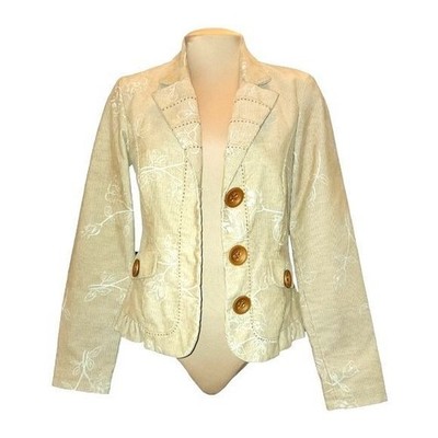 Nick & Mo Boutique Oatmeal Floral Corduroy 3 Button Blazer Size M