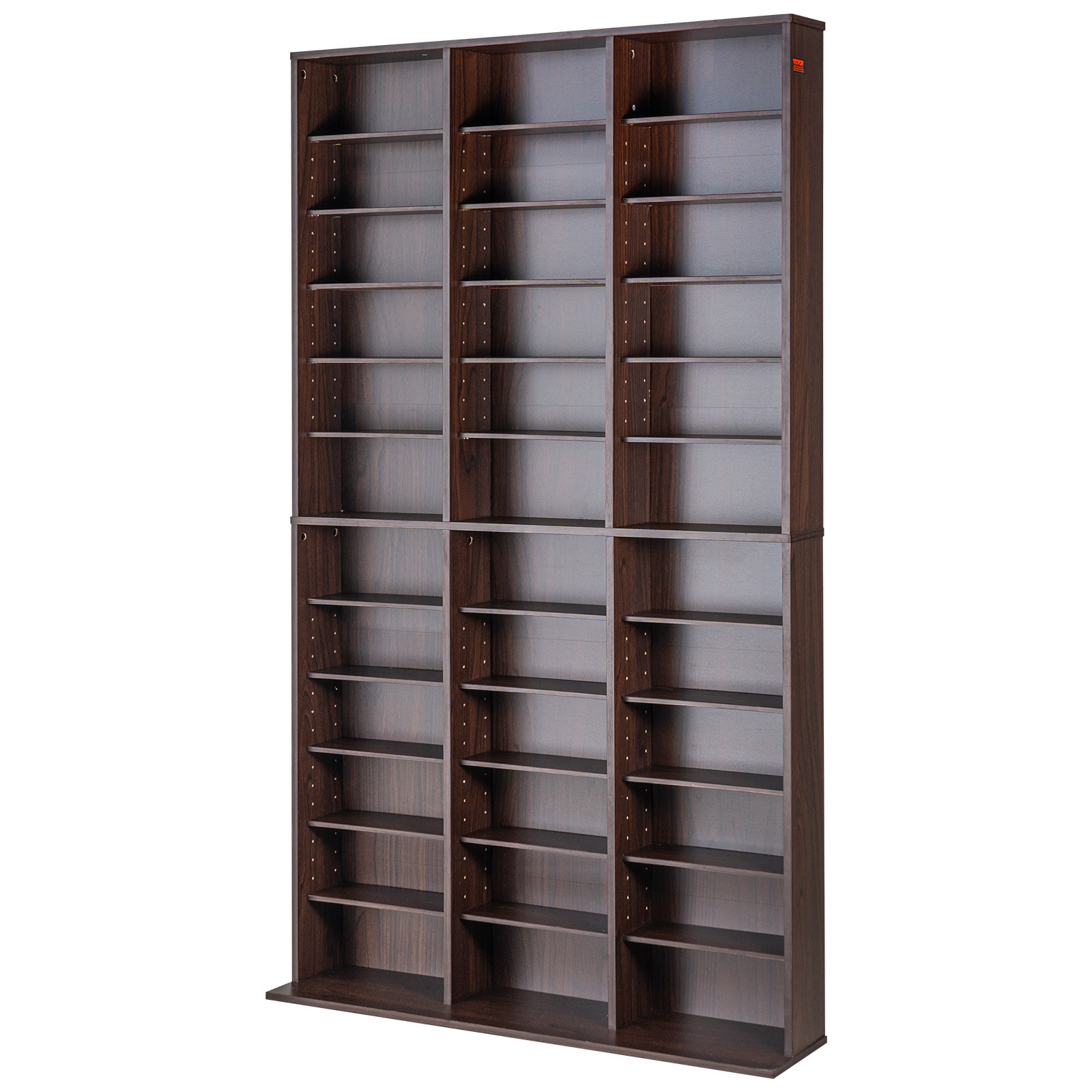 VEVOR Media Storage Cabinet 12 Layers Adjustable DVD Shelves 1080 CDs Espresso