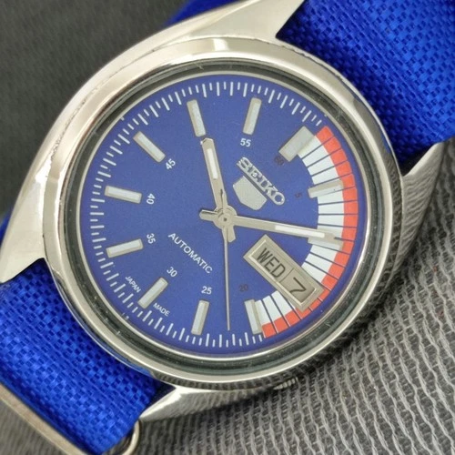 VINTAGE SEIKO 5 AUTOMATIC 7009A JAPAN MENS BLUE COLOR DIAL WATCH a2623-U