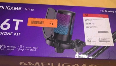 FIFINE A6T USB Gaming Microphone Kit - Ampligame RGB Condenser Mic & Boom Arm