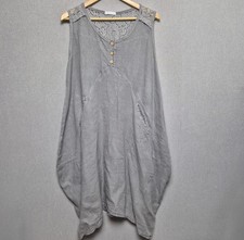 Made In Italy Linen Dress Size 14 Grey Balloon Hem New Without Tags Casual Boho