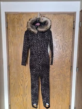 Bogner Wmns Ski Leopard print Snowsuit One-Piece w/removable Fox Fur Hood sz. 6