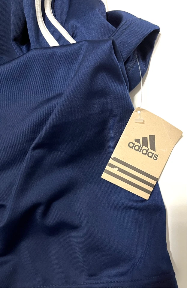 ADIDAS Hombres Botón a Presión Azul Marino Blanco Borde Baloncesto Camiseta de Tiro XL NUEVA ETIQUETA Foto 4 de 4