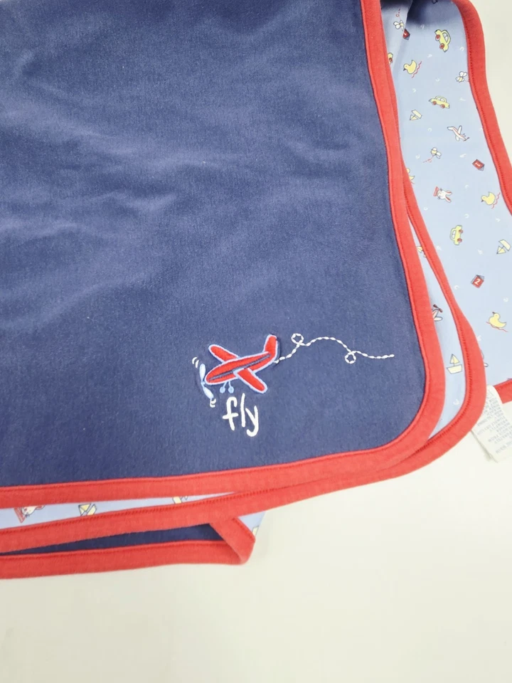 Gymboree Blue Drive Fly Sail Baby Blanket Boat Duck Bunny Letters Vintage Flaw - Image 3 of 4