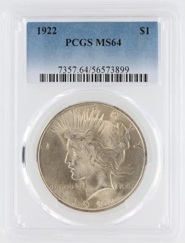 1922 Peace Silver Dollar PCGS MS64 S$1 Philadelphia Minted No Reserve