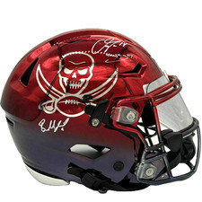 Mayfield, Godwin + Irving TRIPLE SIGNED Bucs Red Black Chrome Speedflex Helmet💎