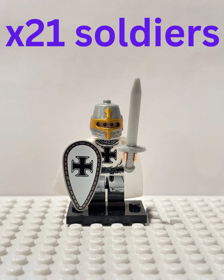 Minifiguras de caballero de ladrillo entrelazadas x21 romanos medievales espartanos griegos NUEVO Foto 2 de 4