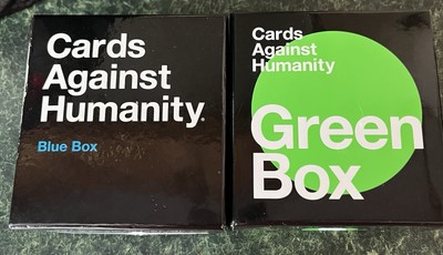 Cards Against Humanity Lot- Blue Box and Green Box- great condition - game 