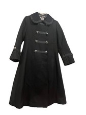 Rothschild Wool Pea Dress Coat Sz 10 Youth Girls Black With Black Trim 70321