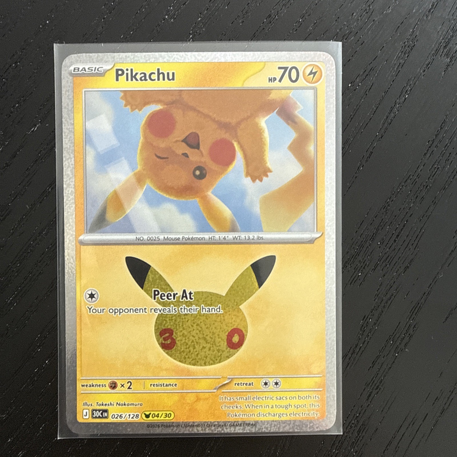 Pokemon TCG 30th Celebration Pikachu 026/128 04/30 Holo Takeshi Nakamura