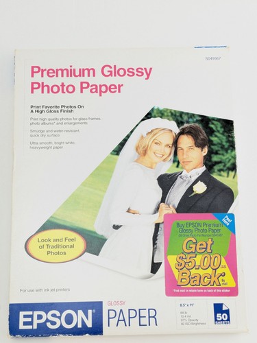 2x Epson Premium Photo High Gloss Paper 68 Lbs. 8-1/2x11 50 Sheets S041667 - Picture 2 of 3