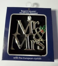 Mr. & Mrs. Christmas Holiday Ornament Regent Square Silver No Date Wedding