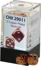 Chessex Dice d6 Set 16mm Copper Plated 2 Die Six Sided CHX 29011