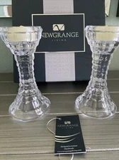 Irish Crystal T-Light holders One Pair 14.5cm Tall Newgrange Living Xmas Gift