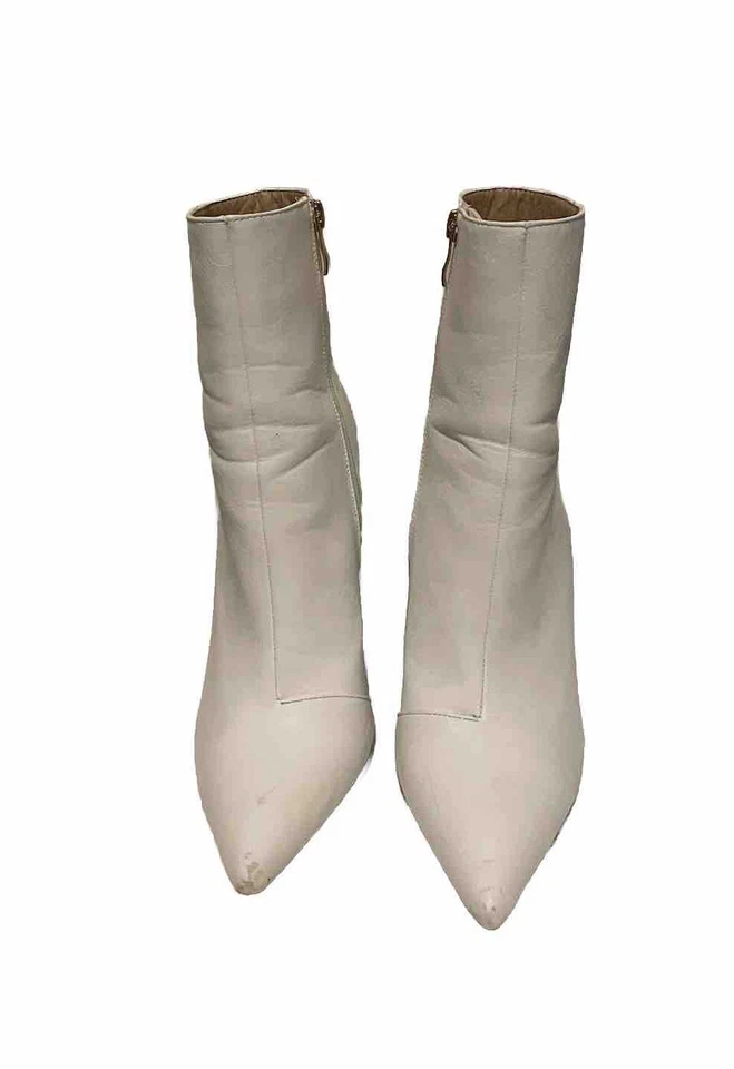 Billini Boots White Size 9 EU 40 Ankle Boots PU Leathe Pointed Toe Wood Heel - image 2 of 4