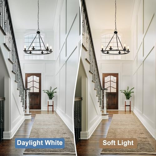 Black Farmhouse Chandelier, 6-Light Wagon Wheel Chandelier with Adjustable Heigh - Bild 5 von 6