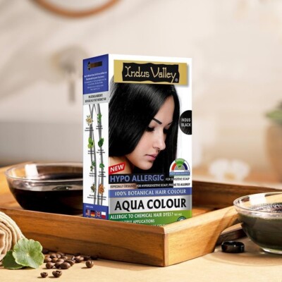 INDUS VALLEY Hypo Allergic Aqua Color 100% Botanical Hair Color - BLACK