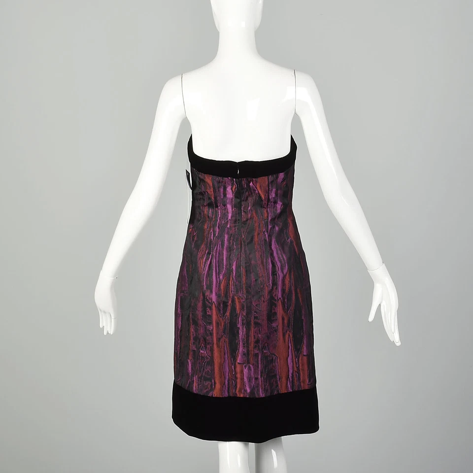 Badgley Mischka Strapless Party Dress Red Purple Black Velvet Shift NWT Designer - Imagem 2 de 4