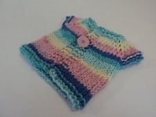 Handcrafted Girls Baby Sweater Pink Blue Yellow 100% Acrylic Female 0-1 Striped