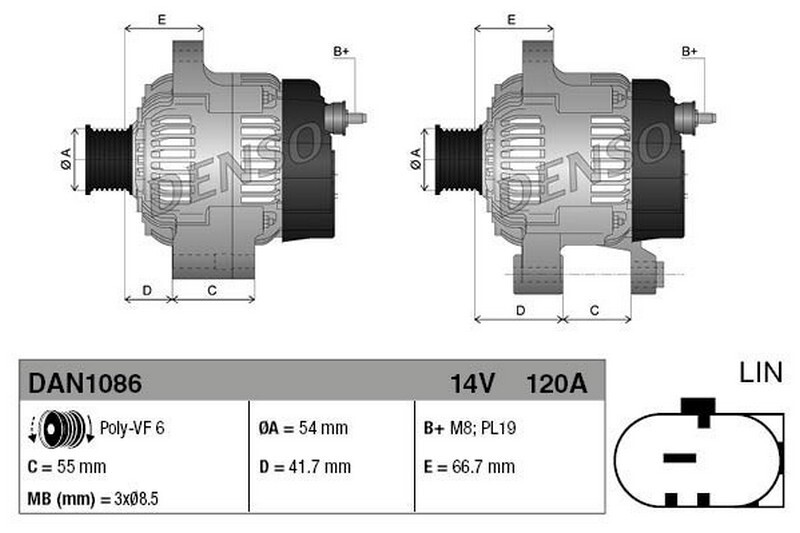 Alternatore PER Fiat Qubo 1.3 D Multijet 70 KW 95 CV
