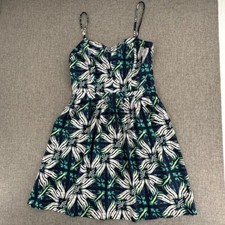 GAP Floral Fit & Flare Dress Sweetheart Neckline Spaghetti Straps Size 4 Green