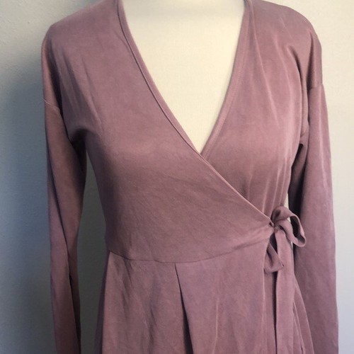 TOPSHOP Rose Colored Midi Long Sleeve Wrap Dress Women’s 4 Romantic Feminine - Picture 4 of 10