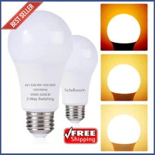 3-Way LED Light Bulbs, 50/100/150W, Soft White, 2-Pack