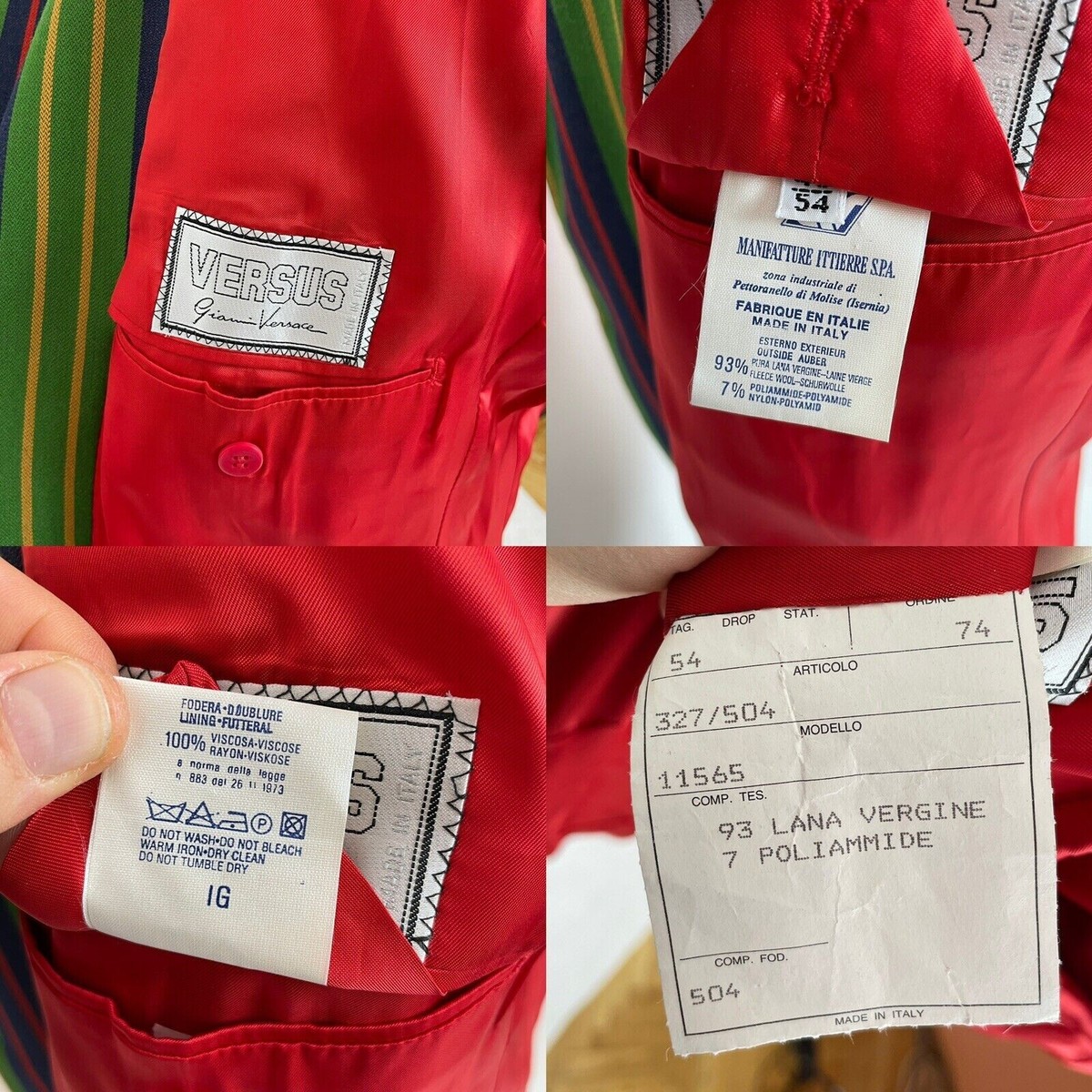 VINTAGE VERSUS GIANNI VERSACE MENS BLAZER MULTICOLOR STRIPED RARE