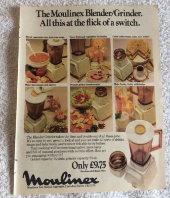 Moulinex - Kitchen Appliance Blender - Vintage Print Ad 1970s A-2