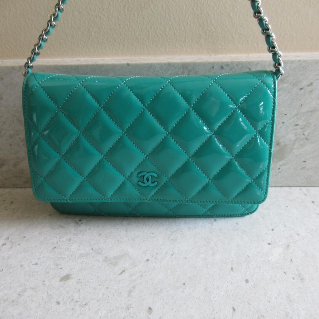 Chanel Quilted Wallet on Chain in Patent