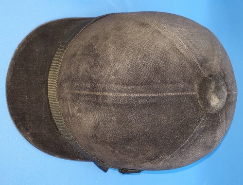 Vintage Black Velvet Dressage Riding Hat Helmet Adjustable Equestrian - Picture 2 of 7