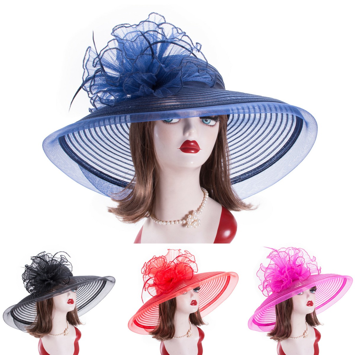 Classic Sophisticated Wide Brim Floppy Hat Wedding Bride Kentucky Derby Summer Womens Floppy Dressy Wide Brim Church Wedding Kentucky Derby  main image 2